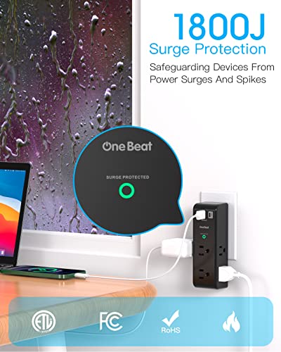 Surge Protector Outlet Extender with Rotating Plug, 6 AC Outlets and 3 USB Ports Z549