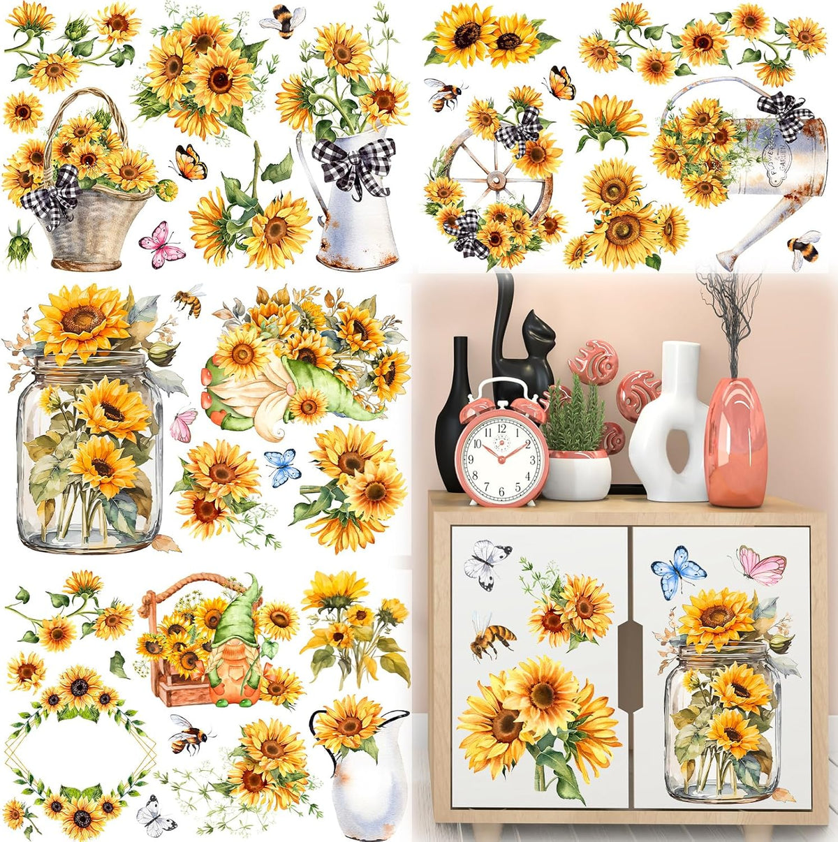 Sunflower Rub on Transfer Stickers for Furniture B674171