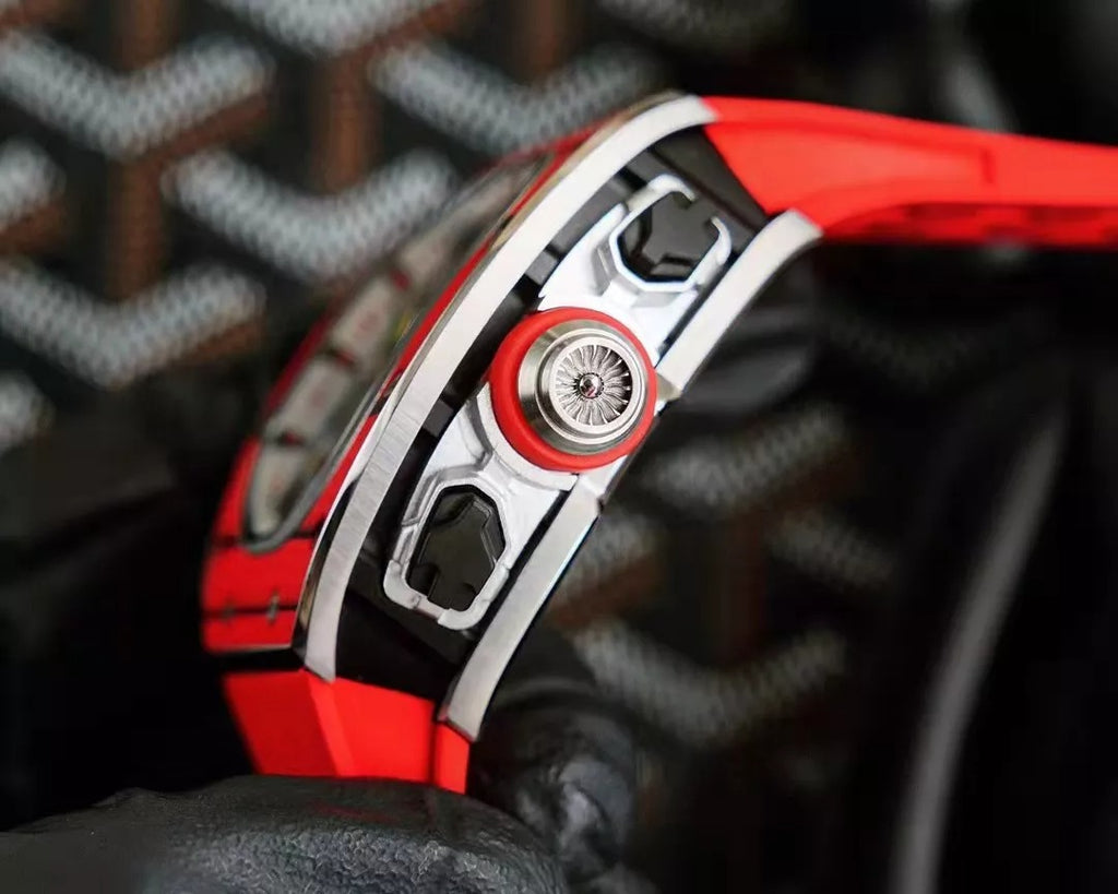 Tourbillon Vibrating Alarm Red Bezel Red Rubber Strap Y90744