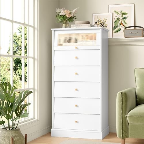 6 Drawer Black Dresser with Glass Drawer D96747