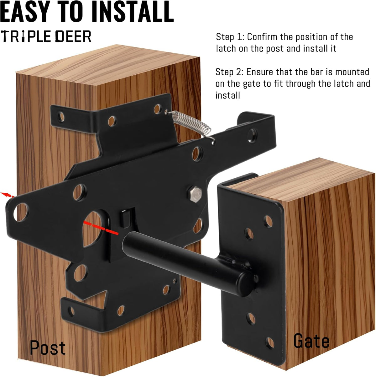 Black Metal Self-Locking Gate Latch K1314