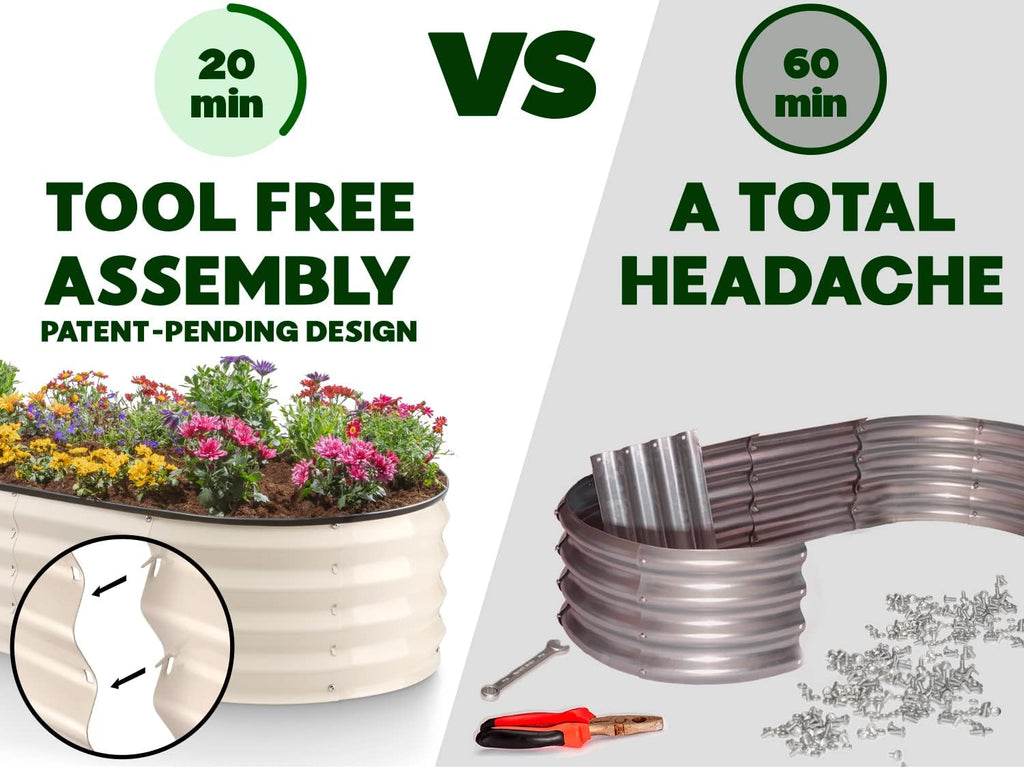 Galvanized Raised Garden Beds Outdoor Planter Metal Garden Box White E54128