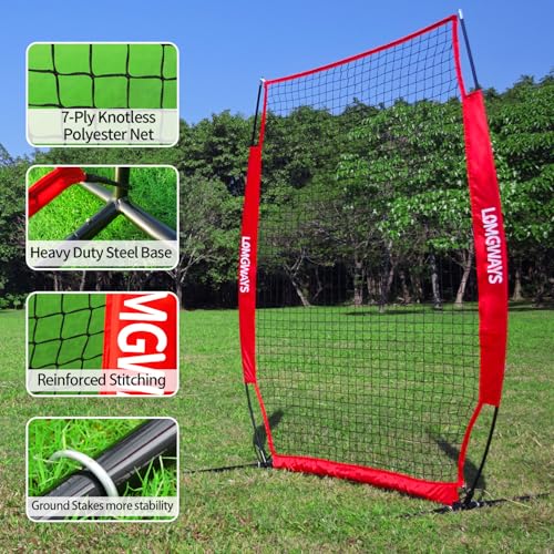 Portable Baseball Softball Pitching Screen with Carry Bag and Ground Stakes V7347