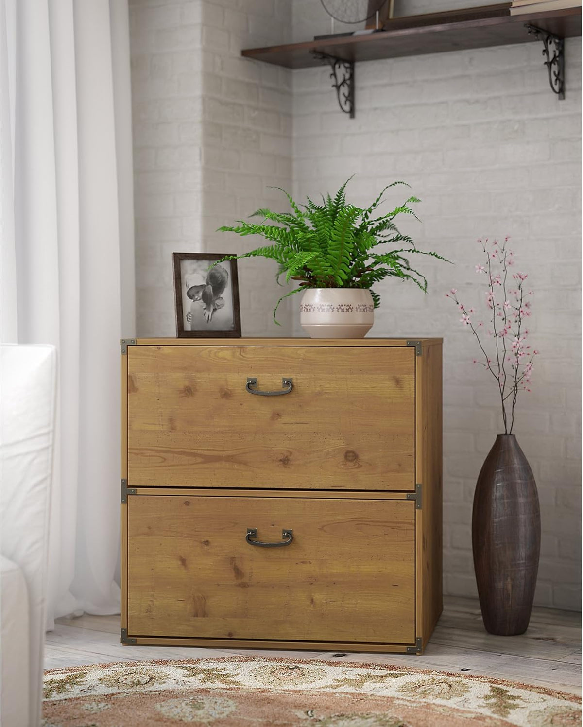 Vintage Golden Pine Lateral File Cabinet C854