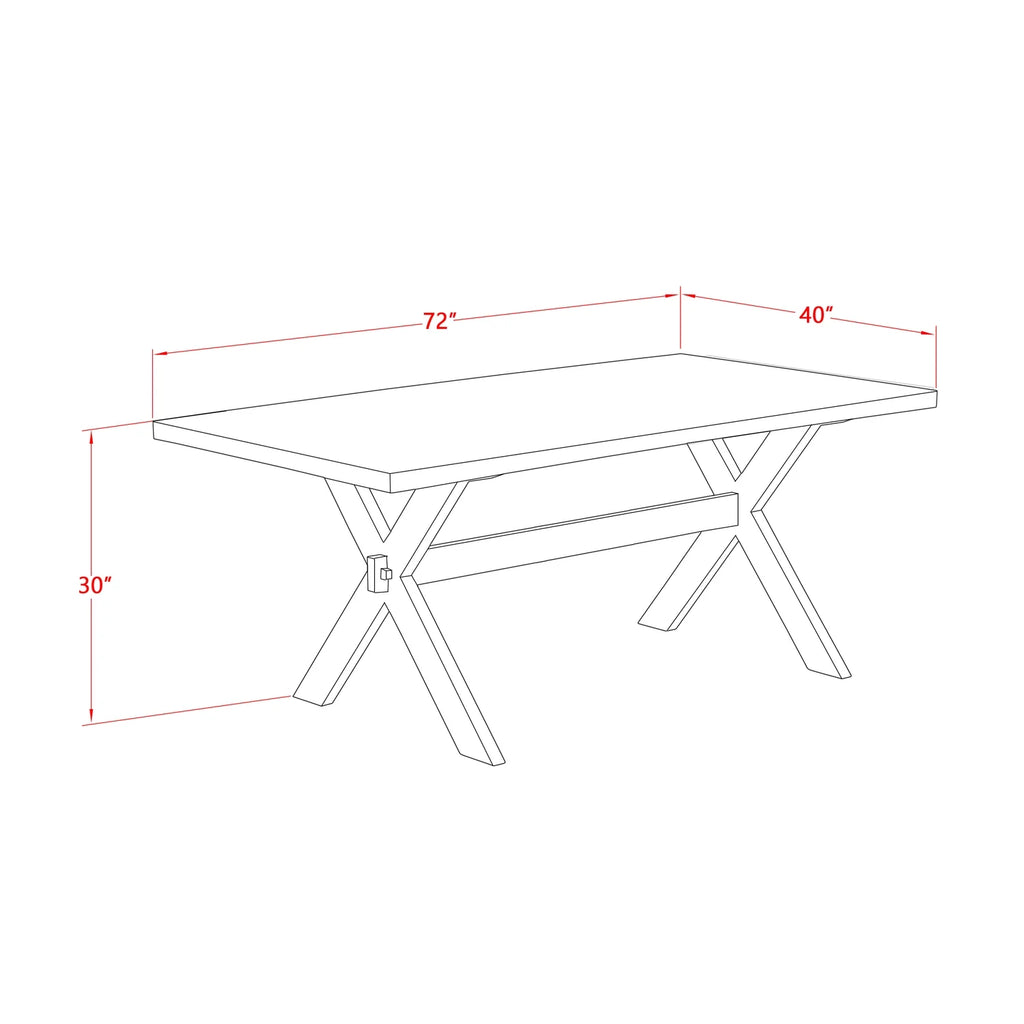 6-Pc Dining Table Set with Cream Linen Fabric Seat and Rectangular Top S85096