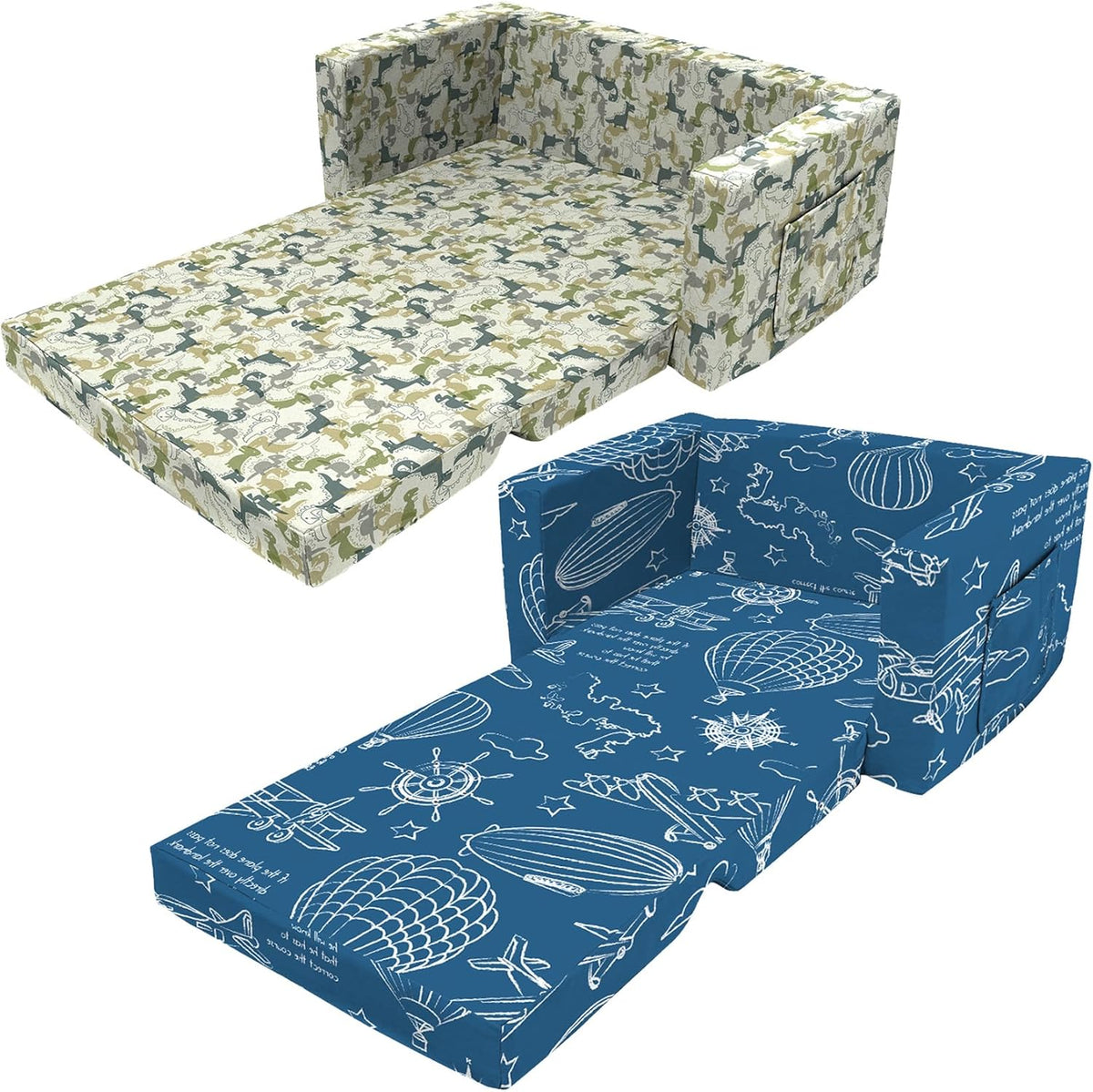 2 Seats 2 in 1 Flip Open Chair Sleeper Bed Y626