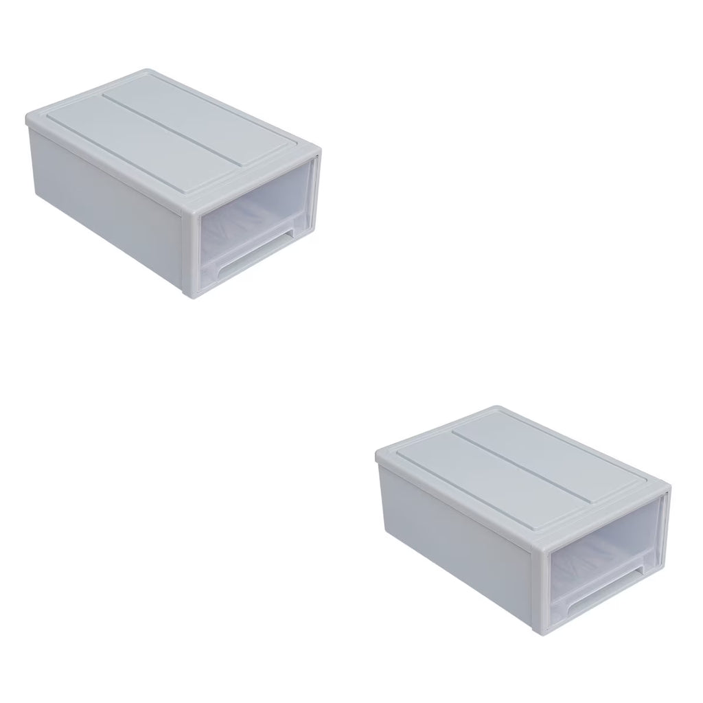 2 pcs Stackable Transparent Storage Box Drawer-type Clothes Shoes Organizer C8517