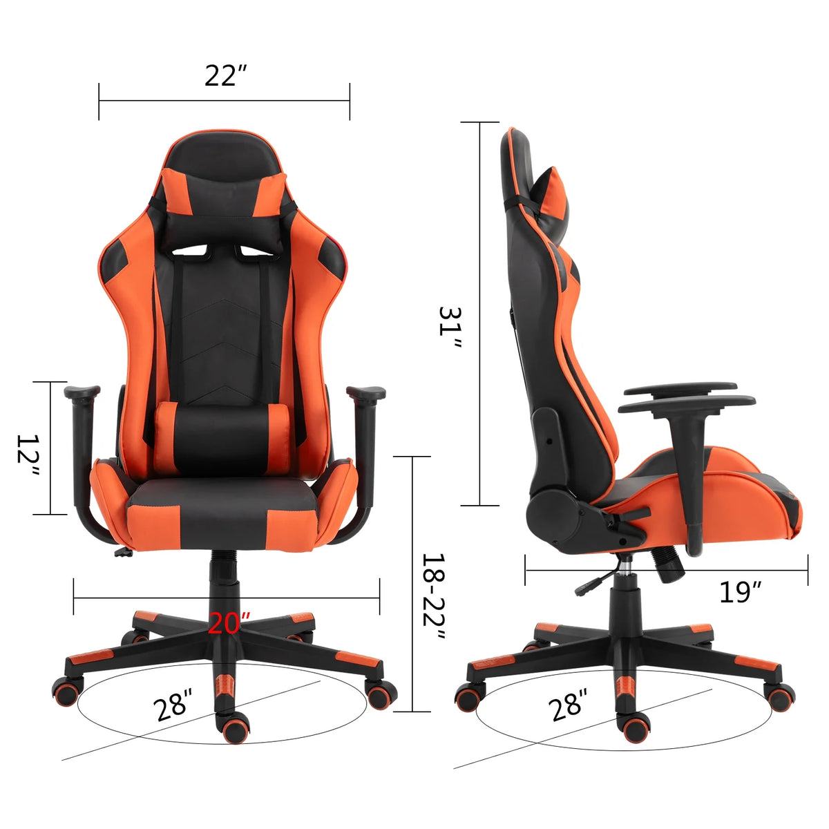 Black Orange Ergonomic Reclining Gaming Chair S1594