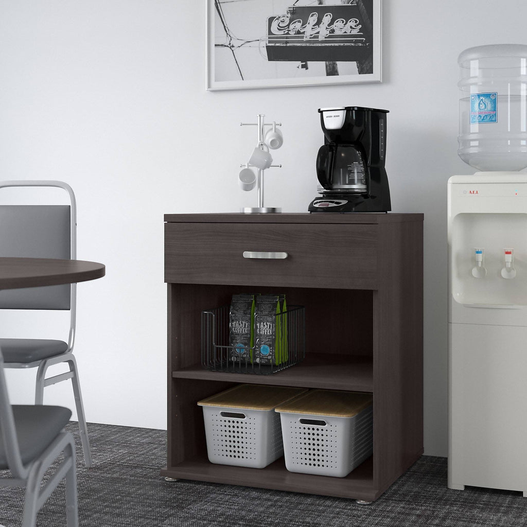 Storm Gray Floor Storage Cabinet with Drawer and Shelves D82058