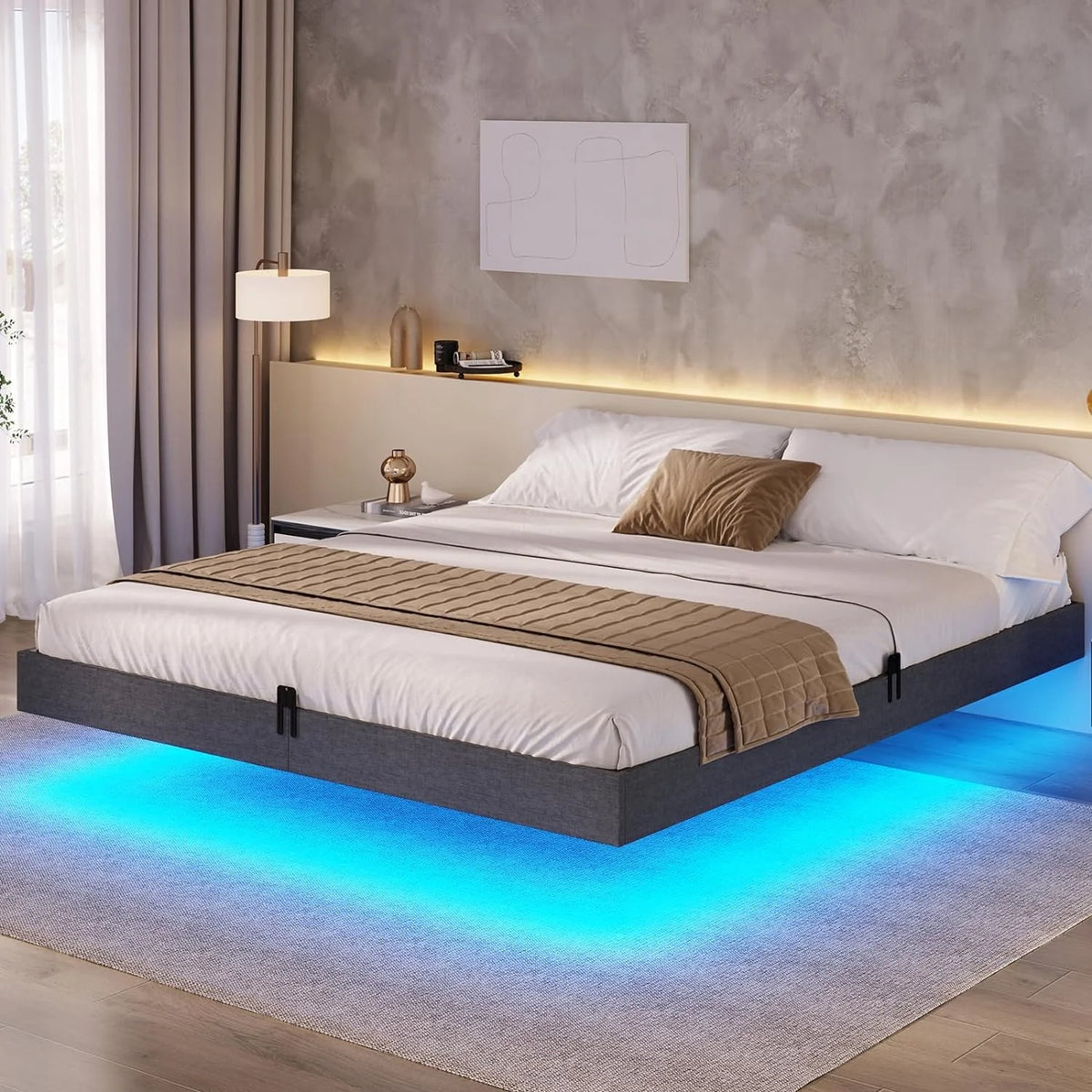 King Size Metal Platform Bed Frame with LED Lights G40474