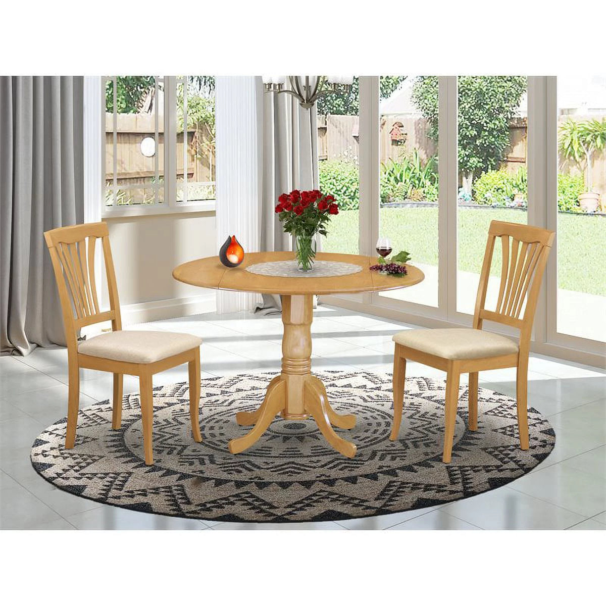 Oak Wood Dining Set with Fabric Seat M7080