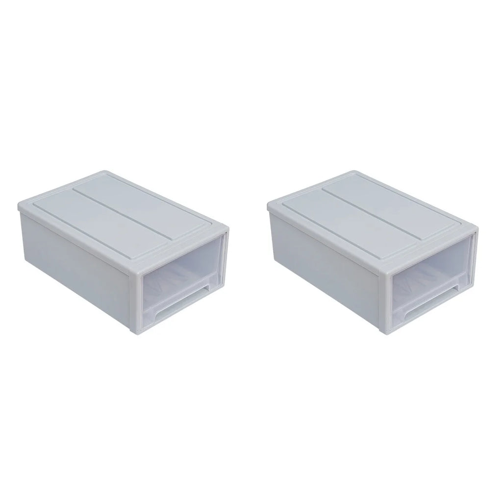 2 pcs Stackable Transparent Storage Box Drawer-type Clothes Shoes Organizer C8517
