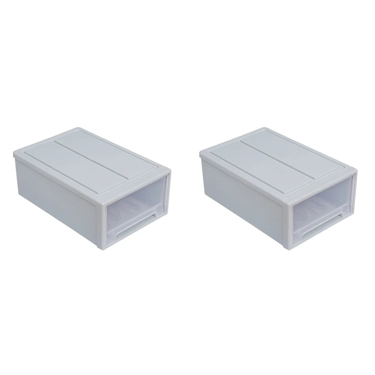 2 pcs Stackable Transparent Storage Box Drawer-type Clothes Shoes Organizer C8517