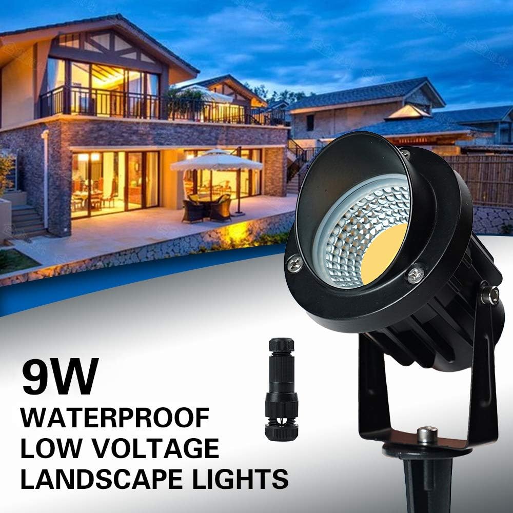 10 Pack 12v 9W LED Landscape Lights, IP65 Waterproof Warm White with Connector H75846