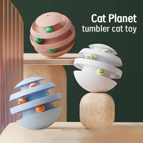 3 Tier Cat Turntable Tumbler Toy with Moving Balls (deep Blue) P68994
