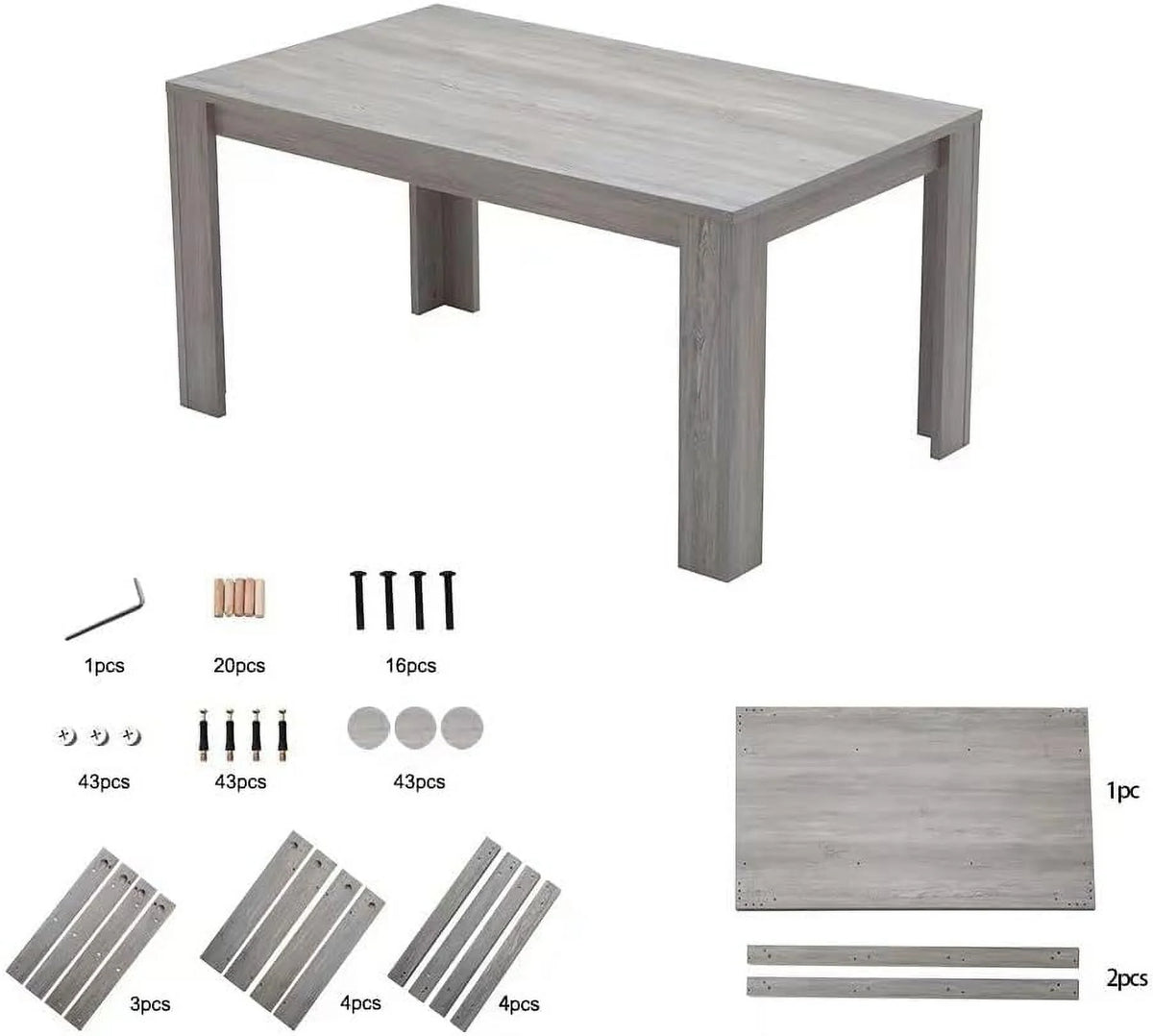 5-Piece Wooden Dining Table Set with 4 Velvet Blue Chairs Q632