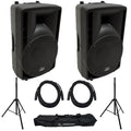 10" Pro DJ Powered 400W PA Speaker Pair with Tripod Stands & XLR Cables Y747