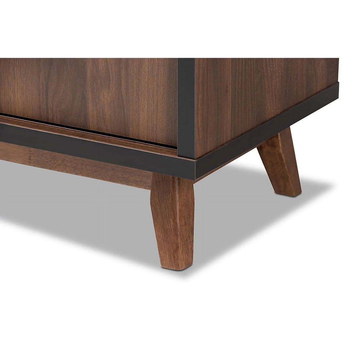 Walnut Brown and Black Wood Wine Storage Cabinet U643