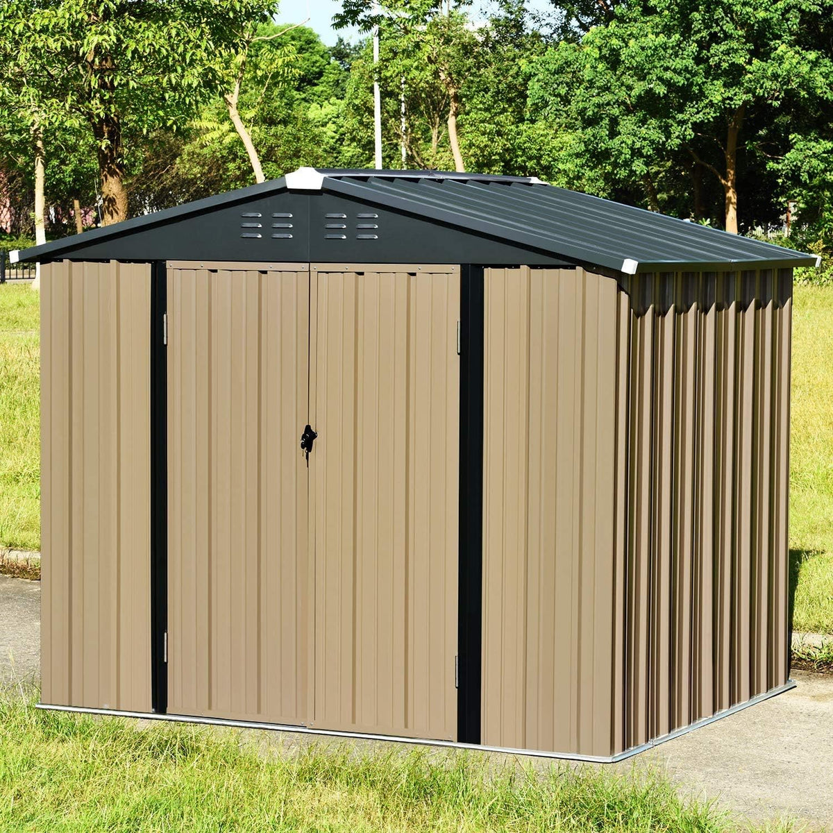 8' x 6' Storage Shed with Double Doors and Lock E161