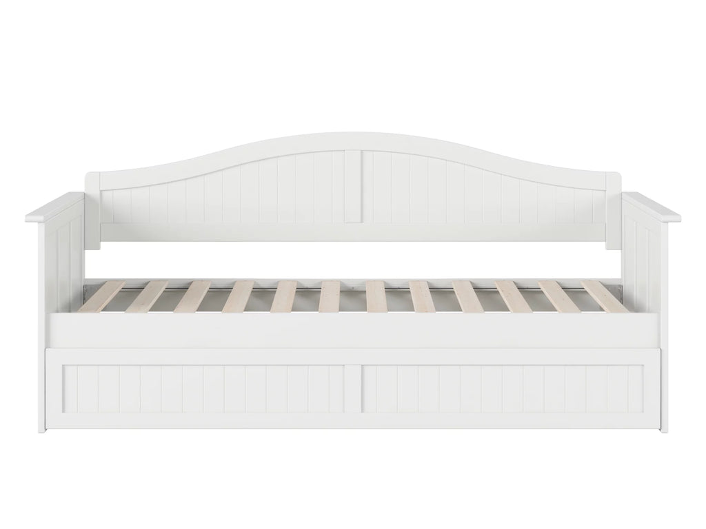 White Twin Size Wood Daybed with Trundle T749342