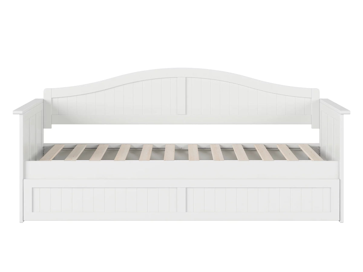 White Twin Size Wood Daybed with Trundle T749342