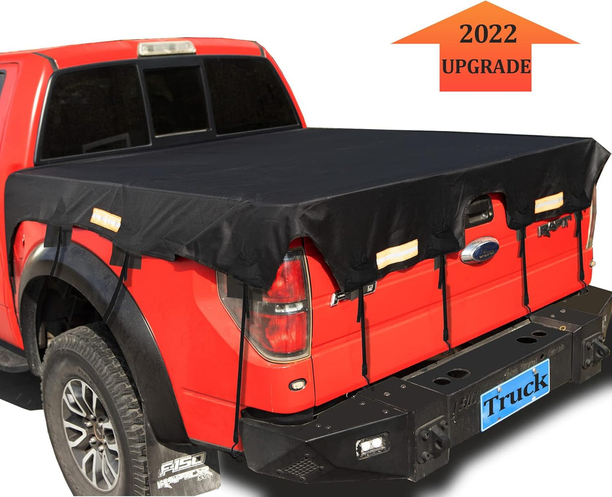 Gray 600D Waterproof Oxford Truck Bed Tarp Cover with Bungee Belts L98361