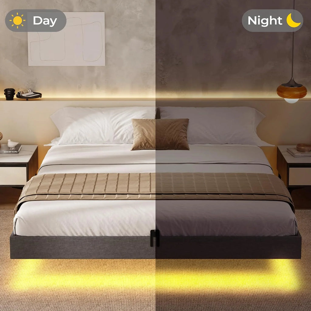 King Size Metal Platform Bed Frame with LED Lights G40474