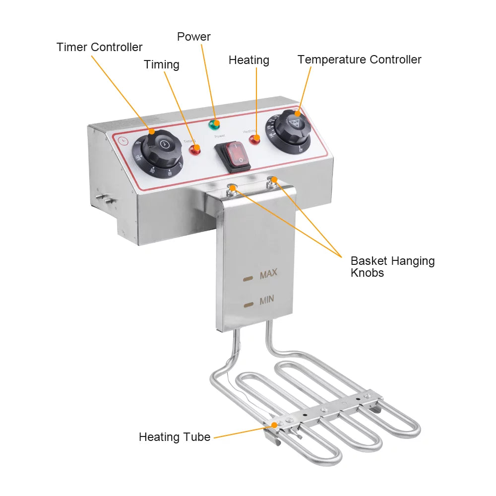 12.5QT Stainless Steel Electric Deep Fryer U4072