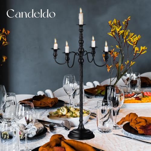 Black 28 Inches 5 Arm Metal Candelabra Set of 2 T397