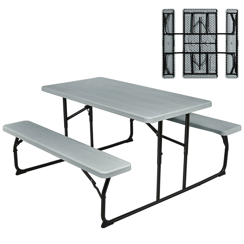 Folding Picnic Table Bench Set Grey D13559