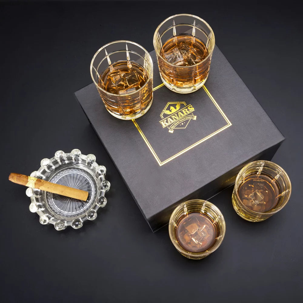 Clear Old Fashioned Whiskey Glasses Set of 4 F138