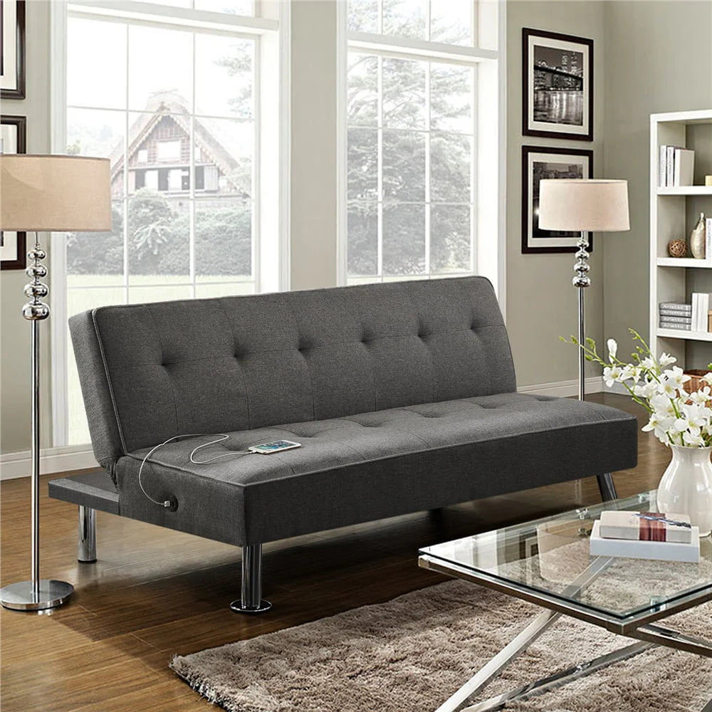 Blue Fabric Convertible Futon F4301