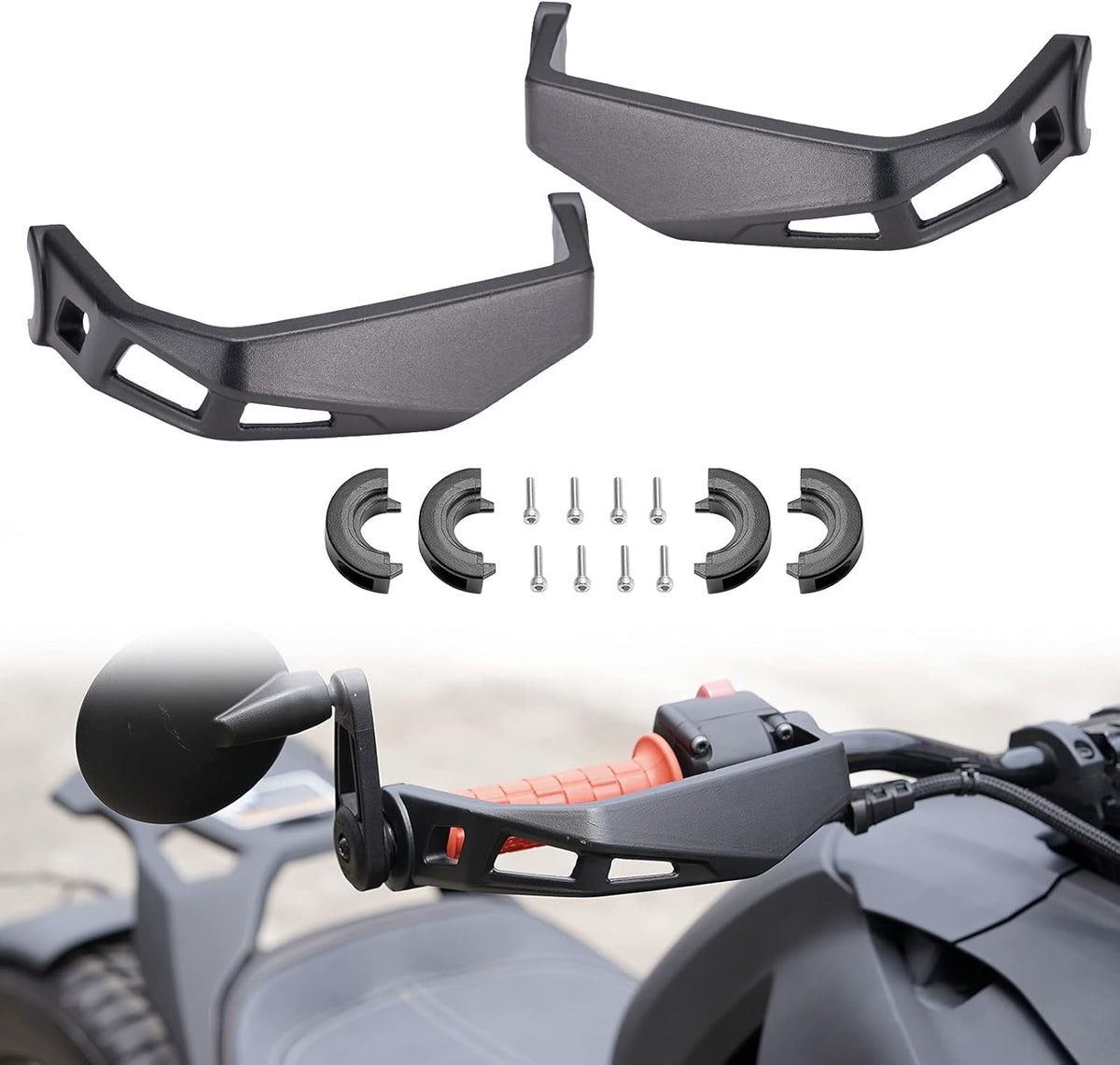Aluminum Handlebars Handguards Protector Black 2PCS U368087