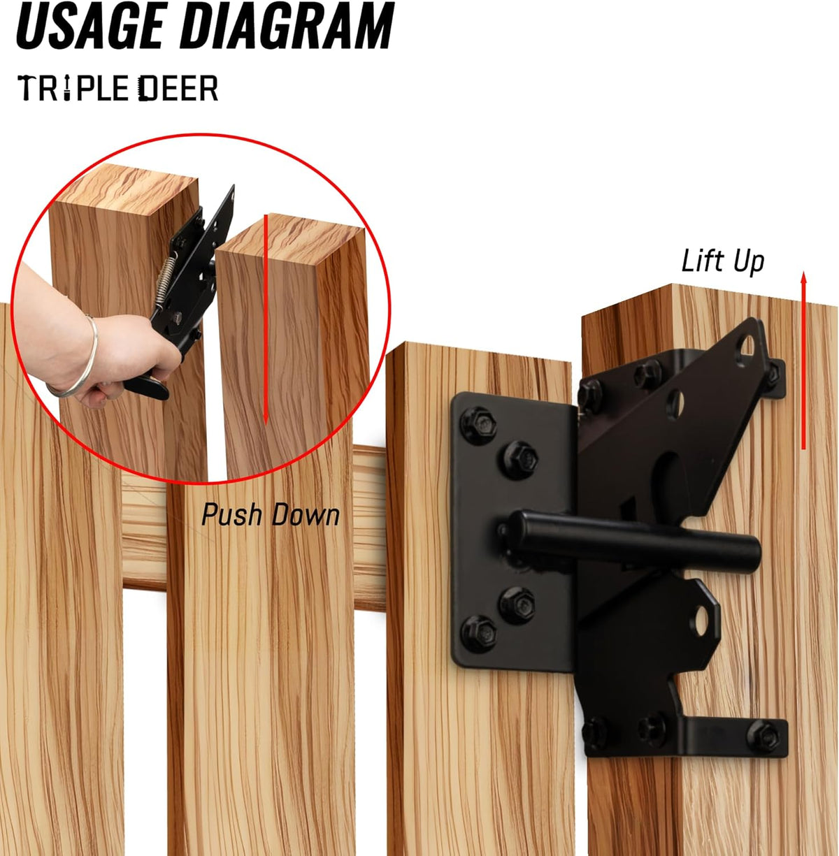 Black Metal Self-Locking Gate Latch K1314