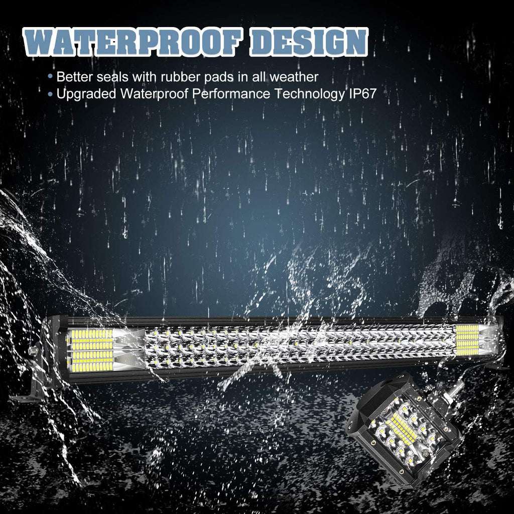 32 LED Light Bar with Wiring Harness and 4 Inch Fog Lamps I28838