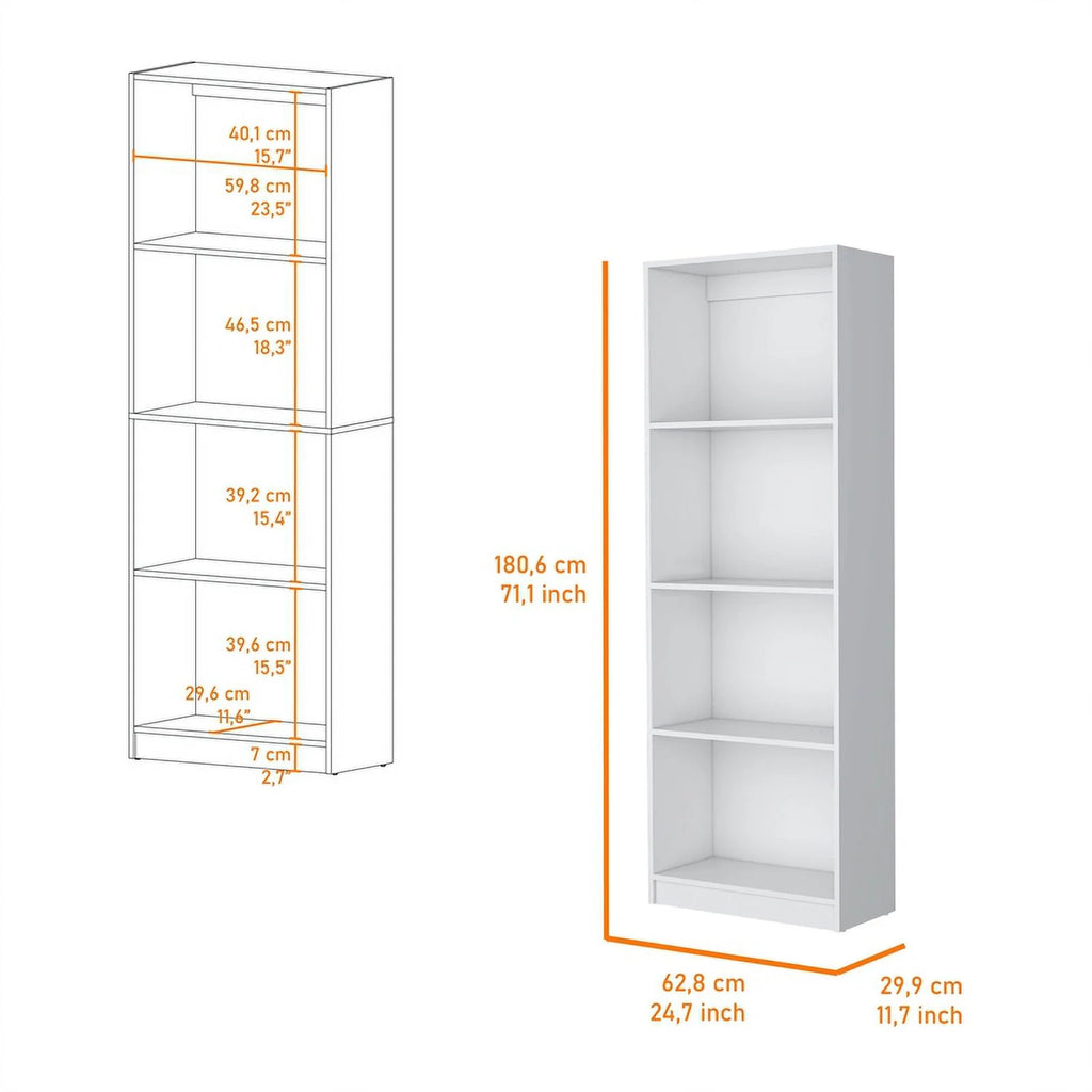 2-Piece Set with Computer Desk and Wood Bookcase in White W943