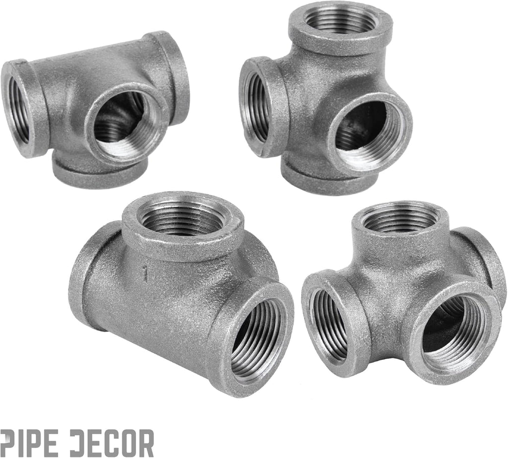 3/8 Inch Side Outlet Tee Malleable Cast Iron Industrial Fitting (8 Pack) V201