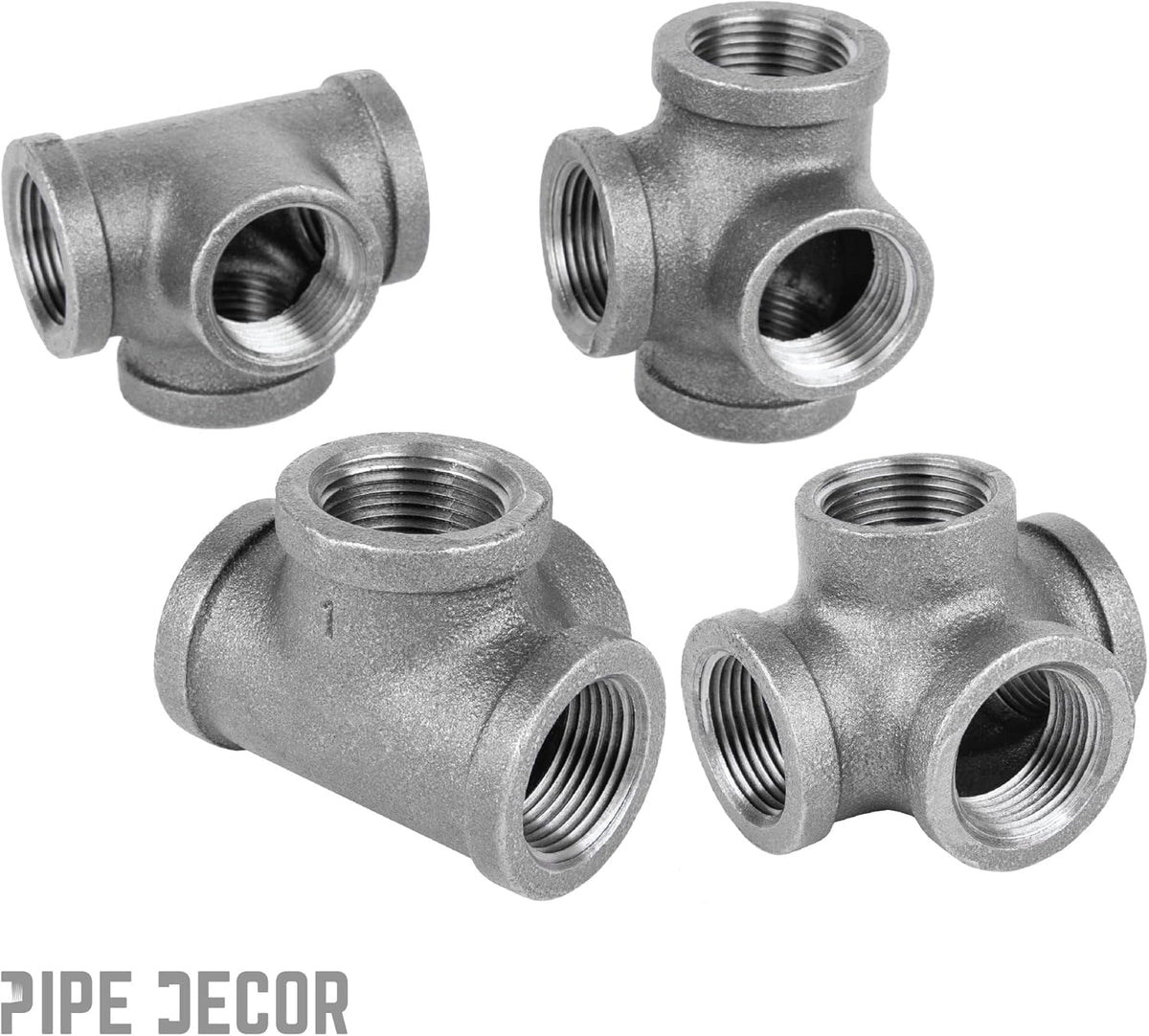 3/8 Inch Side Outlet Tee Malleable Cast Iron Industrial Fitting (8 Pack) V201