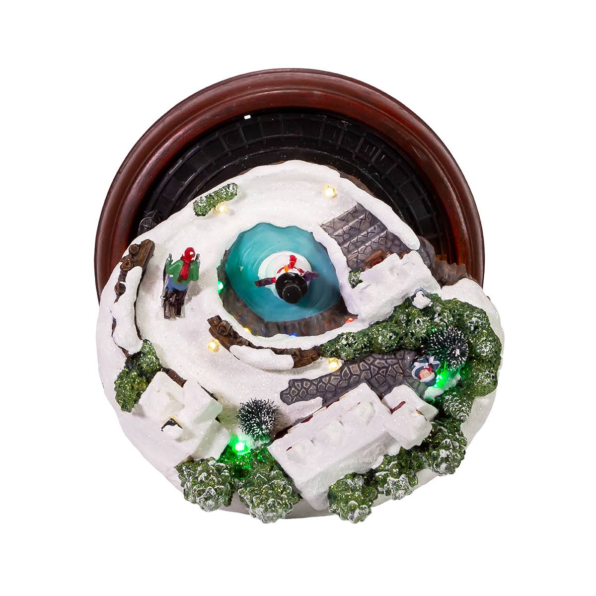 7.5x22 Battery-Operated LED Musical Village and Train Table Piece S178