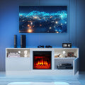 White TV Stand with Fireplace A4786
