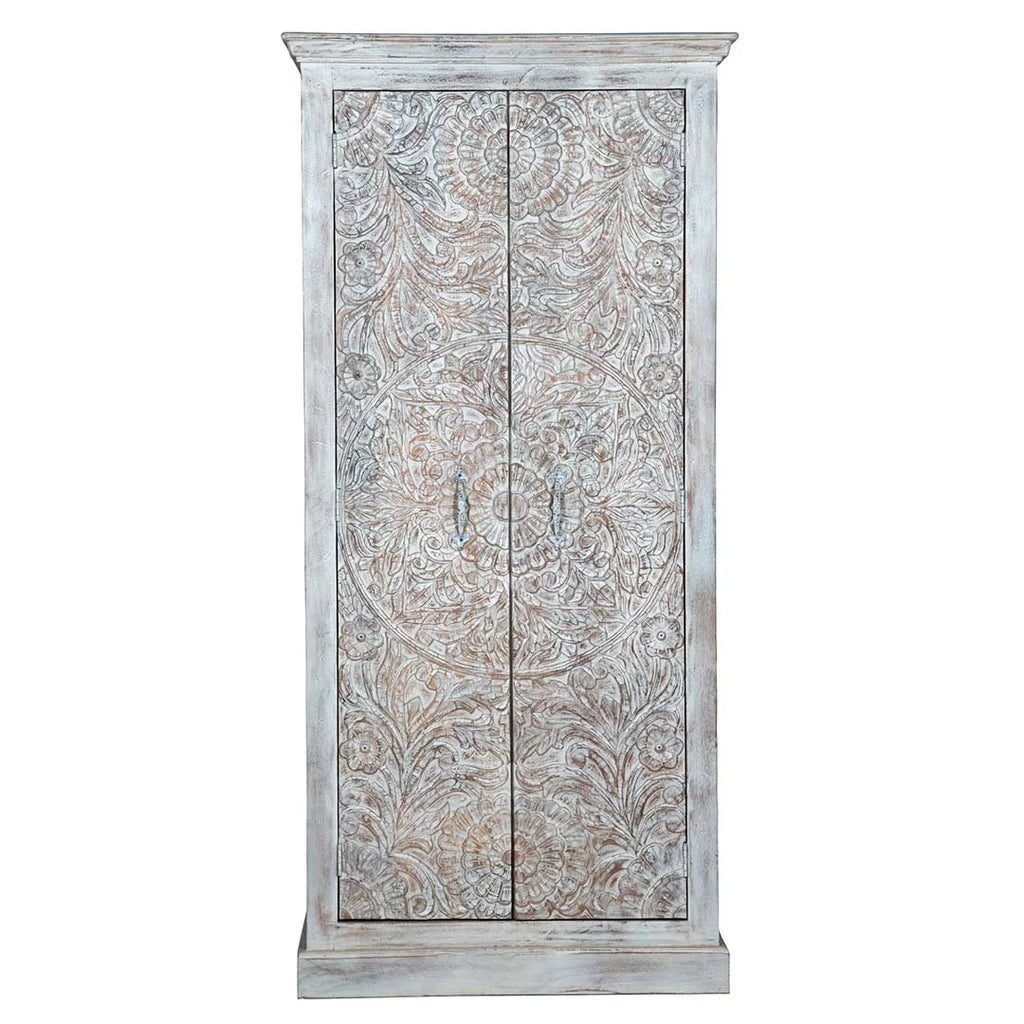 White Carved Wardrobe Z7735