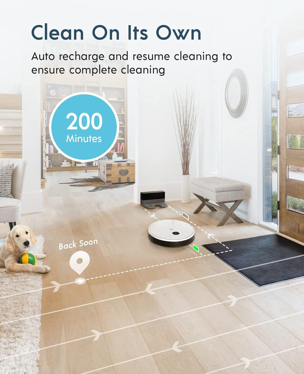 Robot Vacuum and Mop, Self-Emptying, 3000Pa Suction, 200mins Runtime G6968
