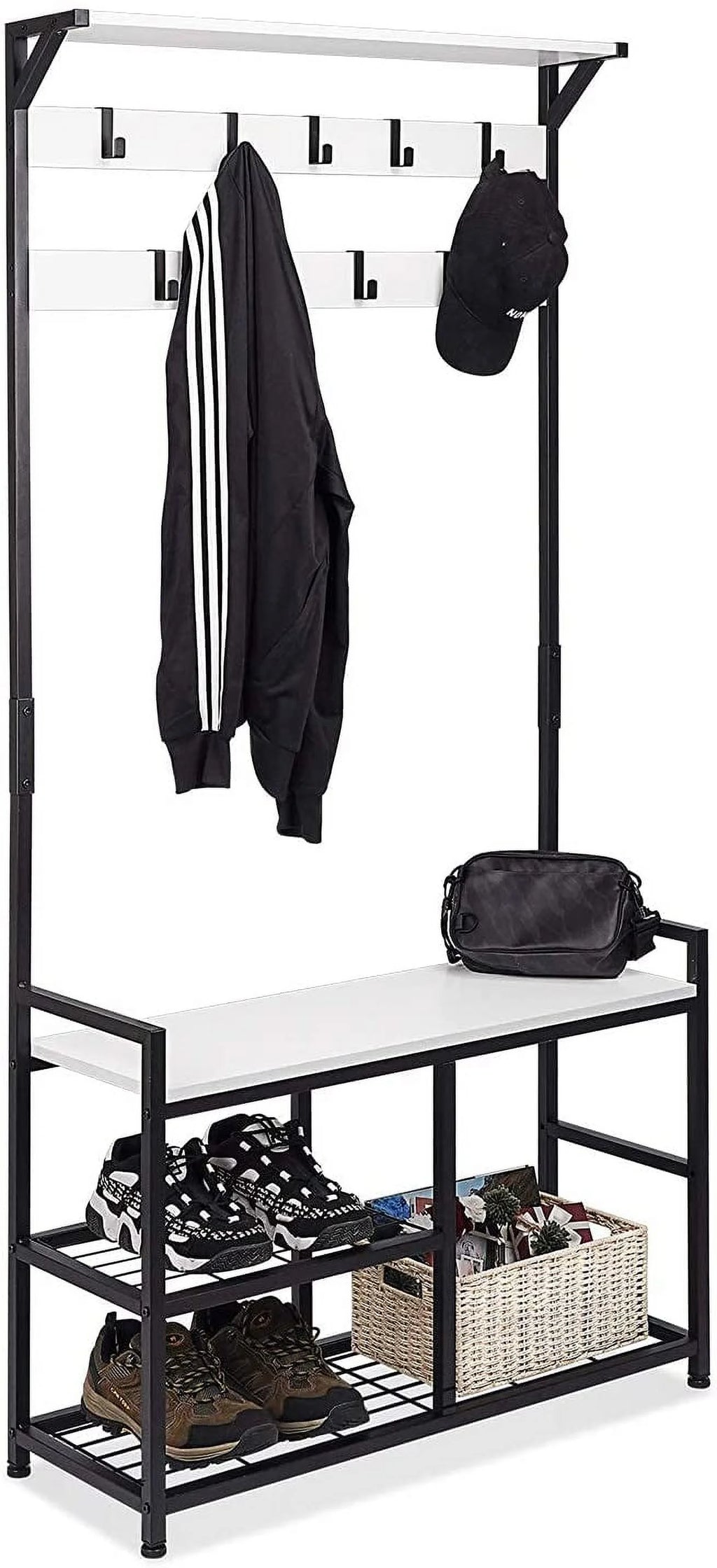 Coat Rack Shoe Bench with Metal Frame P4122