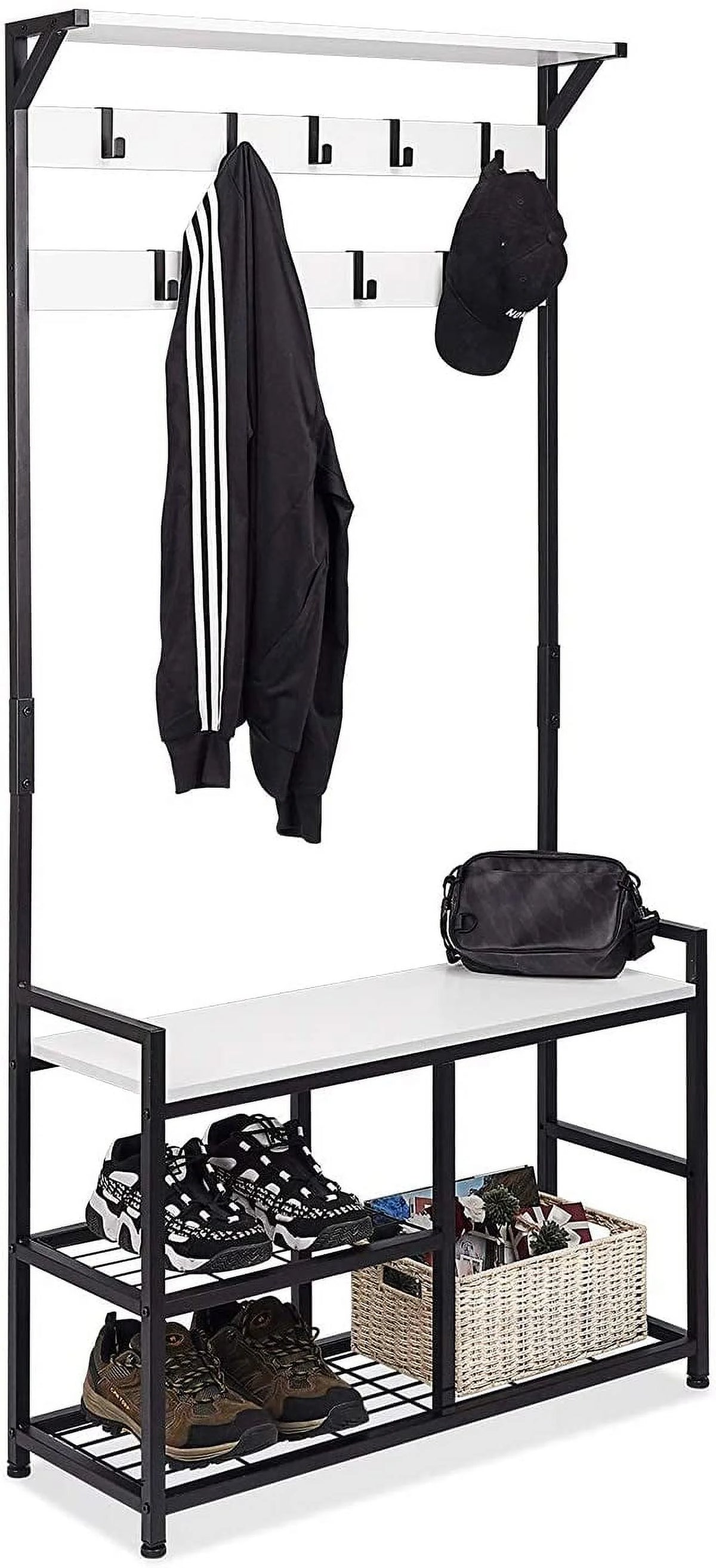 Coat Rack Shoe Bench with Metal Frame P4122