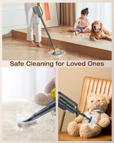 10-in-1 Steam Mop with Detachable Handheld Steamer, 350ml Tank, 2-Level Control and Swivel Head, Gray B94940