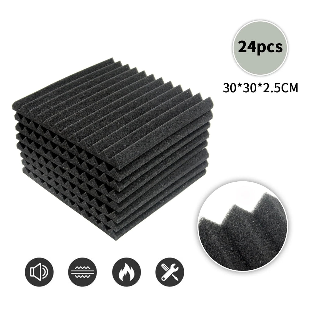 24 Pack Black Acoustic Foam Panels R77348