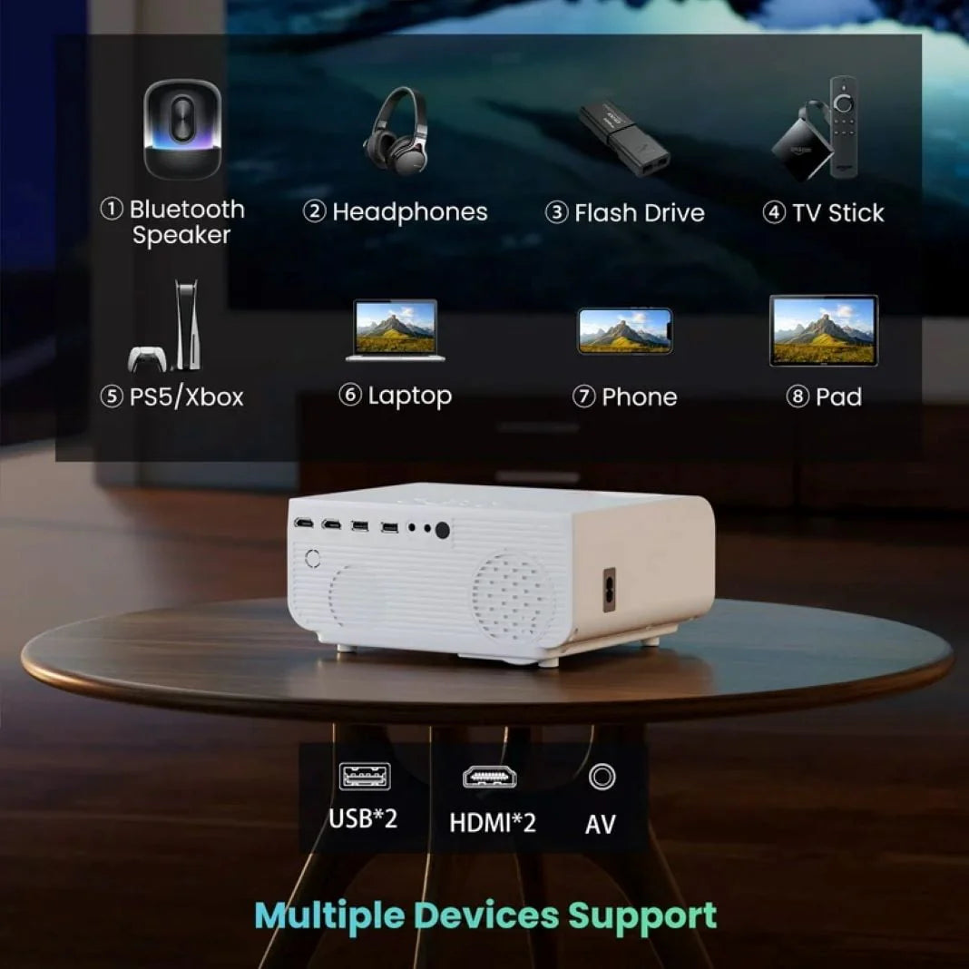 5G WiFi Bluetooth 1080P Projector with 100 Projector Screen V697226