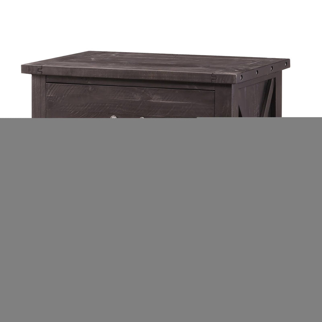 Cafe Brown Two Drawer Wooden File Cabinet with Metal Handle Pull L2492
