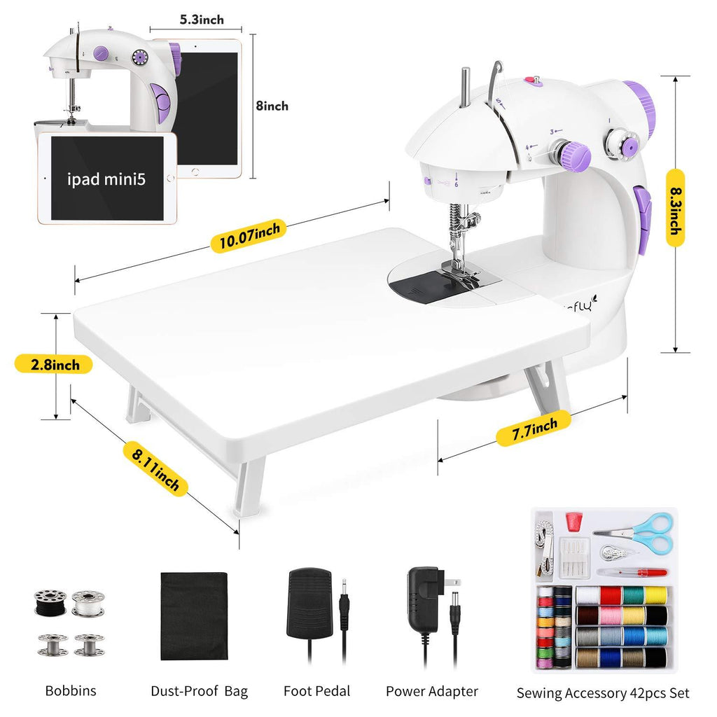 White Mini Sewing Machine with Extension Table B443