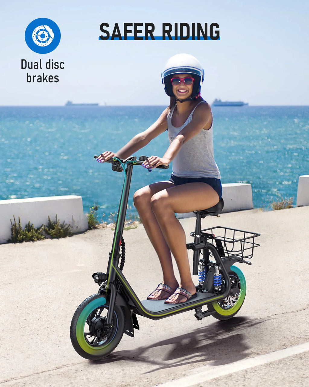 450W Electric Scooter with Seat and Basket S92509